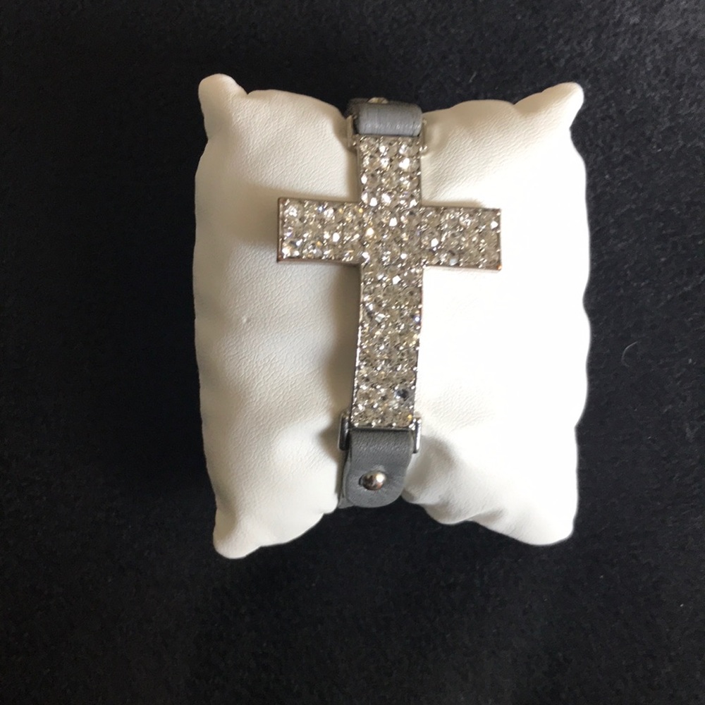 Women’s grey rhinstone cross bracelet